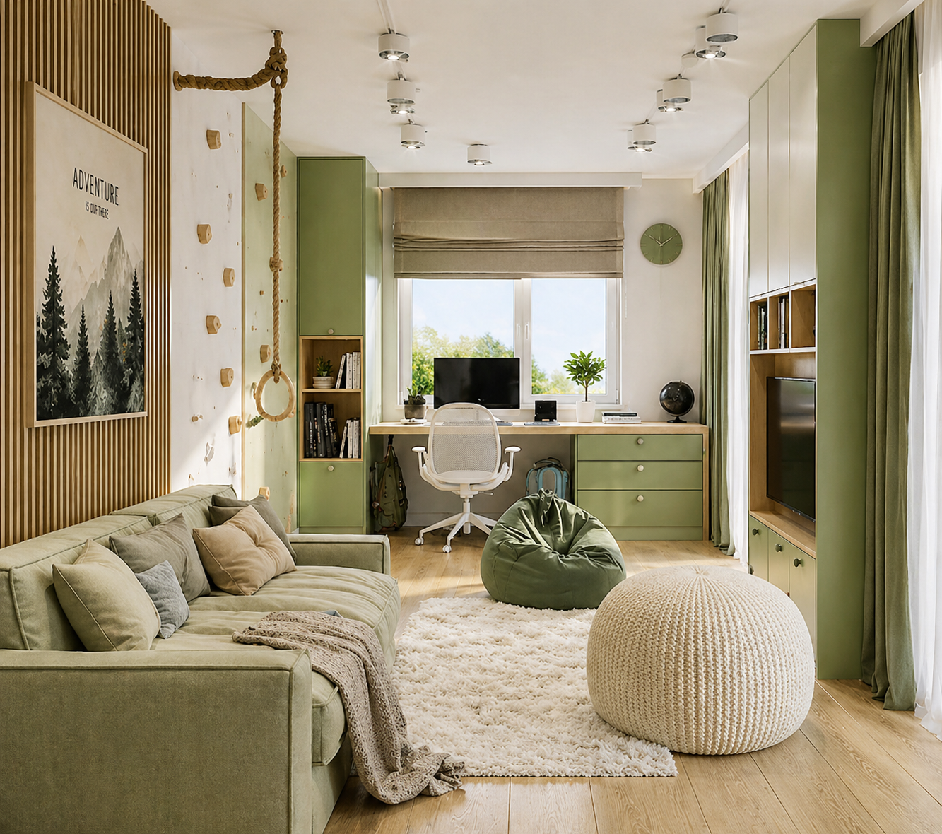 Young explorer kids room interior visualization